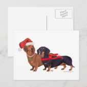 Cartes Pour Fêtes Annuelles Noël des Dachshunds (Devant / Derrière)
