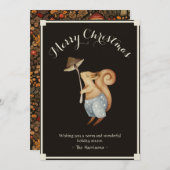 Cartes Pour Fêtes Annuelles Noël des écureuils de bois (Devant / Derrière)