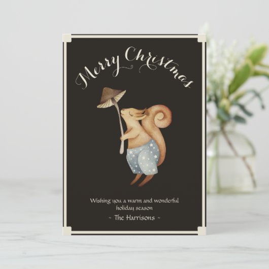 Cartes Pour Fêtes Annuelles Noël des écureuils de bois (Debout devant)