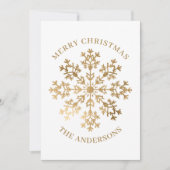 Cartes Pour Fêtes Annuelles Noël des flocs à neige en or (Devant)