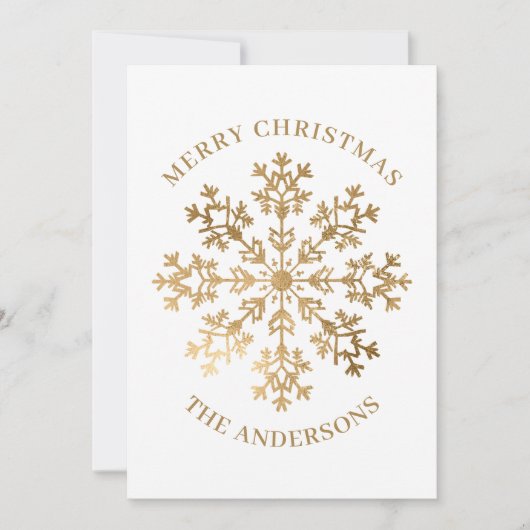 Cartes Pour Fêtes Annuelles Noël des flocs à neige en or (Devant)