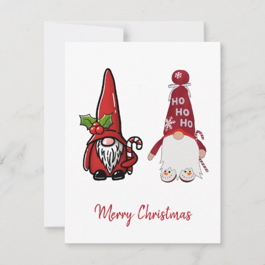 Cartes Pour Fêtes Annuelles Noël des mignons Gnomes Classiques (Devant)