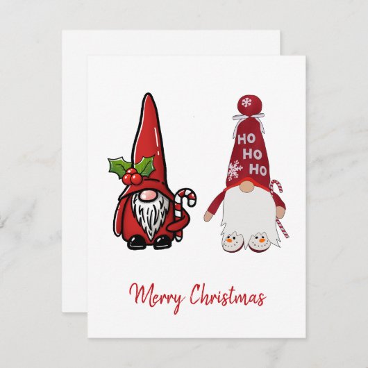 Cartes Pour Fêtes Annuelles Noël des mignons Gnomes Classiques (Devant / Derrière)