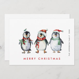 Cartes Pour Fêtes Annuelles Noël des pingouins de Père Noël Whimsical