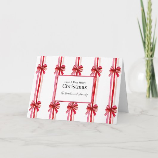 Cartes Pour Fêtes Annuelles Noël des Red Bows roses (Devant)