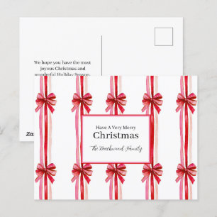 Cartes Pour Fêtes Annuelles Noël des Red Bows roses