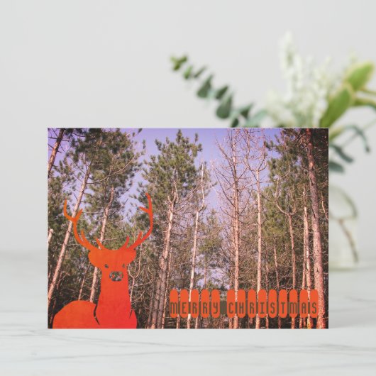 Cartes Pour Fêtes Annuelles Noël des rennes rétro des années 60 (Debout devant)