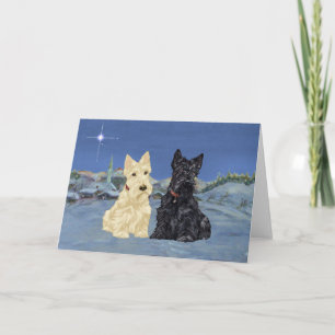 Cartes Pour Fêtes Annuelles Noël des Scotties noirs au froment
