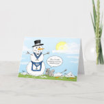 Cartes Pour Fêtes Annuelles Noël des Snowman<br><div class="desc">Quel est le secret de ce bonhomme de neige ? Est-ce qu'il est un maçon et peut supporter la chaleur ? Envoyez de bons rires et des encouragements à vos frères lodge et à leurs familles cette année avec ces cartes de Noël magiques! Les amusants dessins de vacances et l'illustration...</div>