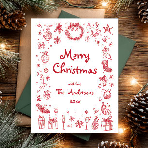 Cartes Pour Fêtes Annuelles Noël Dessiné à la Main