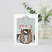 Cartes Pour Fêtes Annuelles Noël Deux Chiens du Labrador Choc Cheminée Scène (Debout devant)