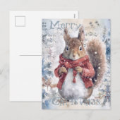 Cartes Pour Fêtes Annuelles Noël d'hiver de l'écureuil (Devant / Derrière)