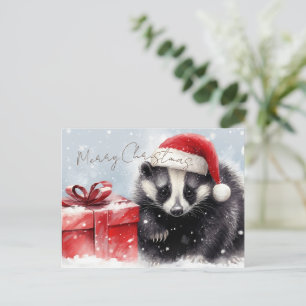 Cartes Pour Fêtes Annuelles Noël d'hiver de mignon Badger