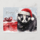Cartes Pour Fêtes Annuelles Noël d'hiver de mignon Badger (Devant)