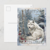 Cartes Pour Fêtes Annuelles Noël d'hiver du loup (Devant / Derrière)