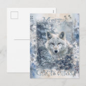 Cartes Pour Fêtes Annuelles Noël d'hiver du loup (Devant / Derrière)