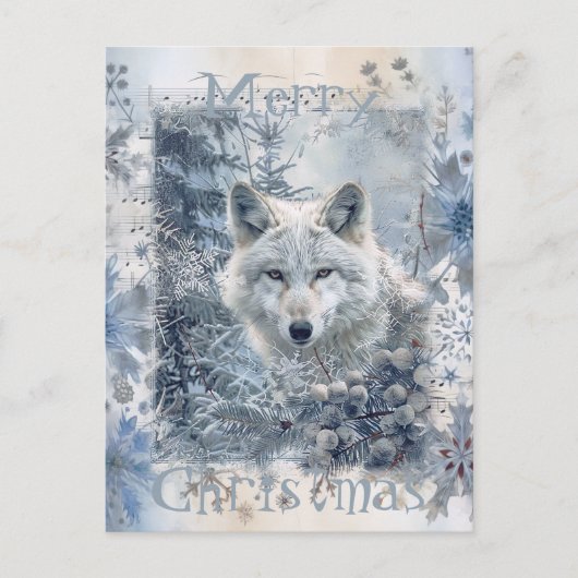 Cartes Pour Fêtes Annuelles Noël d'hiver du loup (Devant)