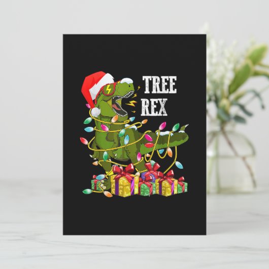 Cartes Pour Fêtes Annuelles Noël Dinosaure Arbre Rex Pajamas Hommes Garçons En (Debout devant)