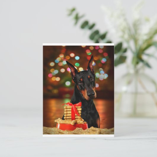 Cartes Pour Fêtes Annuelles Noël Doberman (Debout devant)