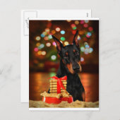 Cartes Pour Fêtes Annuelles Noël Doberman (Devant / Derrière)