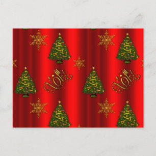 Cartes Pour Fêtes Annuelles Noel d'or et arbres de Noël Rouge