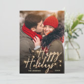 Cartes Pour Fêtes Annuelles Noël doré moderne 2 PHOTO Salutation (Debout devant)