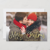 Cartes Pour Fêtes Annuelles Noël doré moderne 3 PHOTO Salutation (Devant)