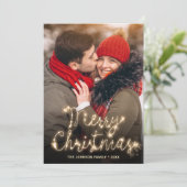 Cartes Pour Fêtes Annuelles Noël doré moderne 3 PHOTO Salutation (Debout devant)