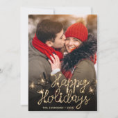Cartes Pour Fêtes Annuelles Noël doré moderne 3 PHOTO Salutation (Devant)