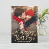 Cartes Pour Fêtes Annuelles Noël doré moderne 4 PHOTO Salutation (Debout devant)