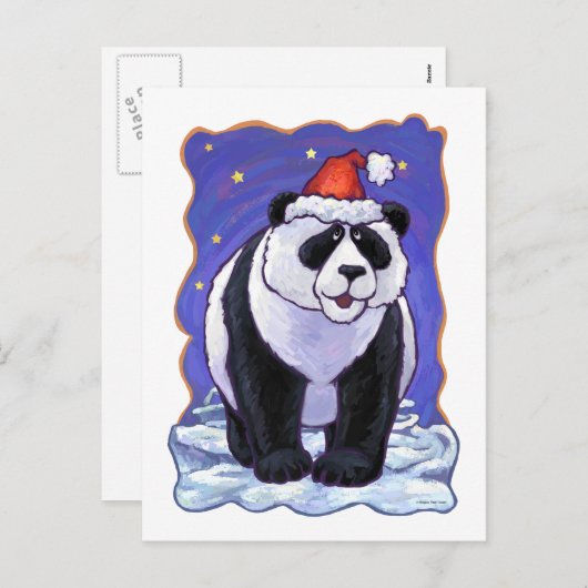 Cartes Pour Fêtes Annuelles Noël d'ours panda (Devant / Derrière)