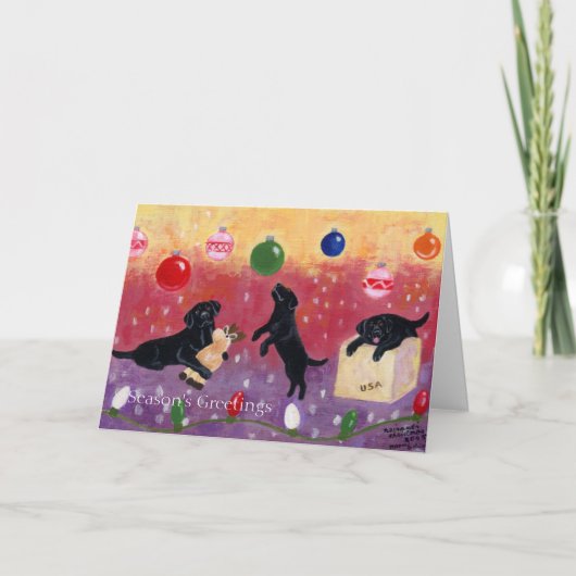 Cartes Pour Fêtes Annuelles Noël Dream Black Labrador (Devant)