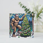 Cartes Pour Fêtes Annuelles Noël drôle Bigfoot Sasquatch Personnalisé (Debout devant)