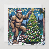 Cartes Pour Fêtes Annuelles Noël drôle Bigfoot Sasquatch Personnalisé (Devant)