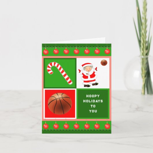 Cartes Pour Fêtes Annuelles Noël drôle de basket-ball (Devant)