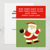 Cartes Pour Fêtes Annuelles Noël drôle de Bowling (Devant / Derrière)