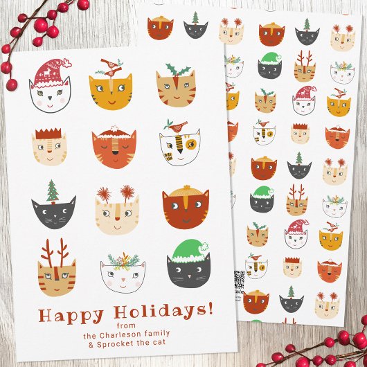 Cartes Pour Fêtes Annuelles Noël drôle de chat