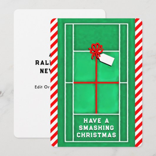 Cartes Pour Fêtes Annuelles Noël drôle de tennis (Devant / Derrière)