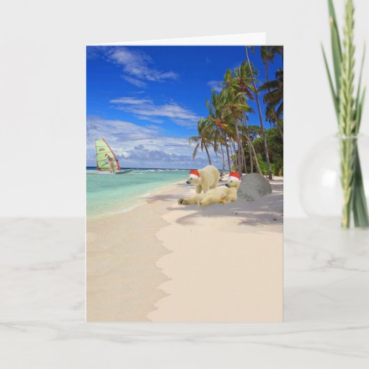 Cartes Pour Fêtes Annuelles Noël drôle d'ours blanc (Devant)