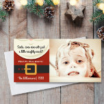 Cartes Pour Fêtes Annuelles Noël drôle photo vilaine et Nice du père noël<br><div class="desc">Écartez l'acclamation de vacances avec ce carte photo drôle comportant un costume de père Noël avec les mots "Père Noël, faites gentil avec juste un compte peu vilain ?" (changez les mots si vous voudriez). Customisez avec votre propres photo, nom et année. La carte parfaite pour ceux qui NE SONT...</div>