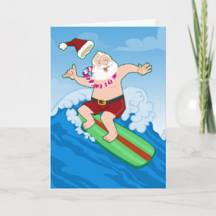 Cartes Pour Fêtes Annuelles Noël drôle surfant de Père Noël