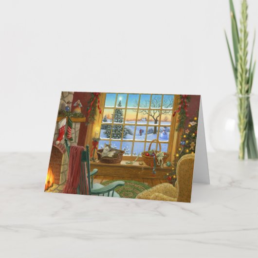 Cartes Pour Fêtes Annuelles Noël du chat cosy (Devant)