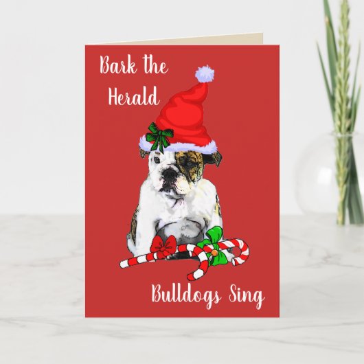 Cartes Pour Fêtes Annuelles Noël du mignon Bulldog anglais (Devant)