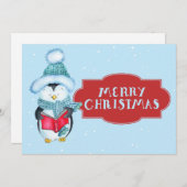 Cartes Pour Fêtes Annuelles Noël du mignon manchot (Devant / Derrière)