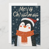 Cartes Pour Fêtes Annuelles Noël du mignon pingouin (Devant / Derrière)