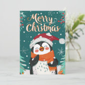 Cartes Pour Fêtes Annuelles Noël du mignon pingouin (Debout devant)