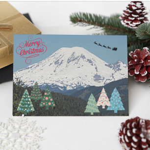 Cartes Pour Fêtes Annuelles Noël du Mont Rainier couvert par la neige