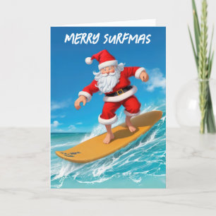 Cartes Pour Fêtes Annuelles Noël du Père Noël du surf