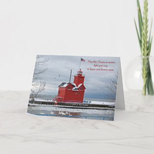 Cartes Pour Fêtes Annuelles Noël du phare rouge du Michigan