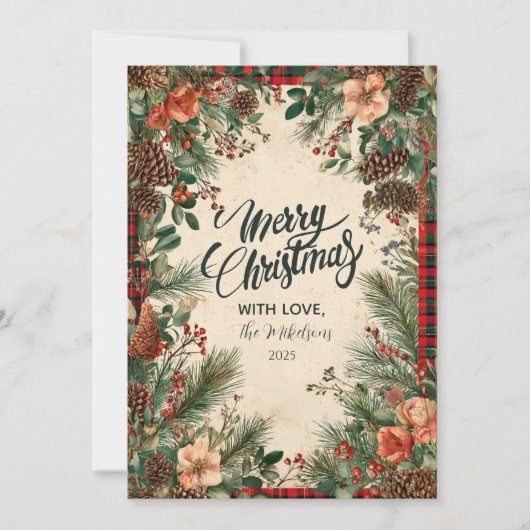 Cartes Pour Fêtes Annuelles Noël du pin-Berry d'hiver (Devant)